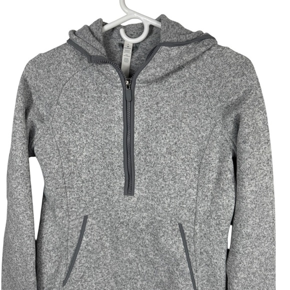 Lululemon Fleece & Thank You Pullover, Heathered White/Battleship, Size 6 - Picture 6 of 12